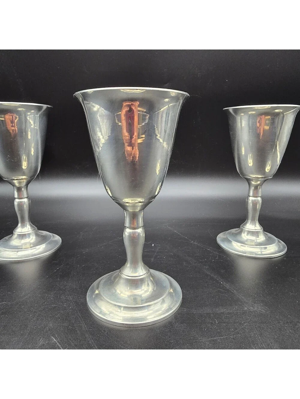 Vintage 2002 ASL Pewter Goblets Set of 4 Lead Free Signed MO